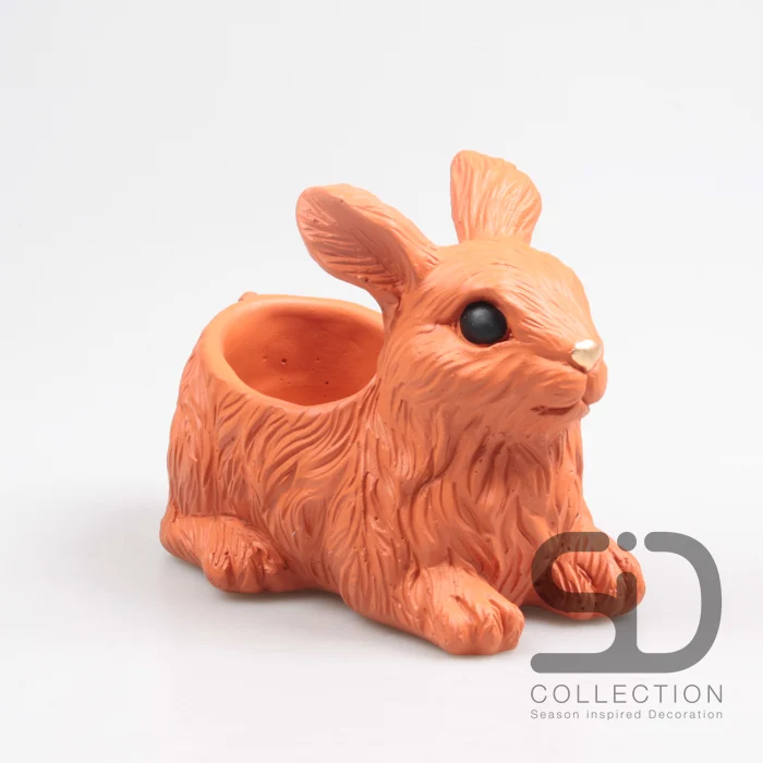 KONIJN MET PLANTER CEMENT 21X13.5X16 CM STEENROOD
