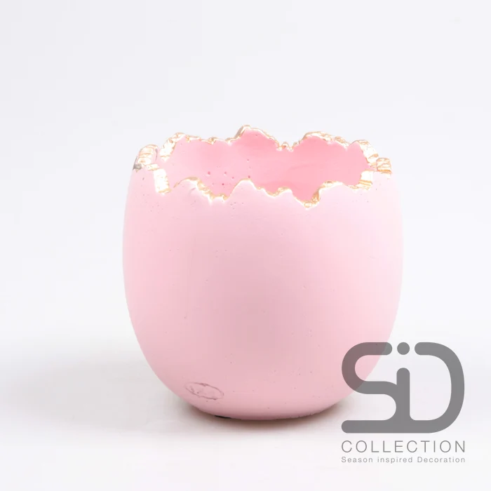 GEBROKEN EI CEMENT 14X14X13.5 CM ROSE