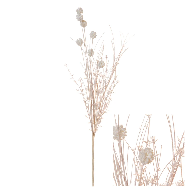 Stem Pompom Tree Flower w/Glitter 10x10x58cm Ivory