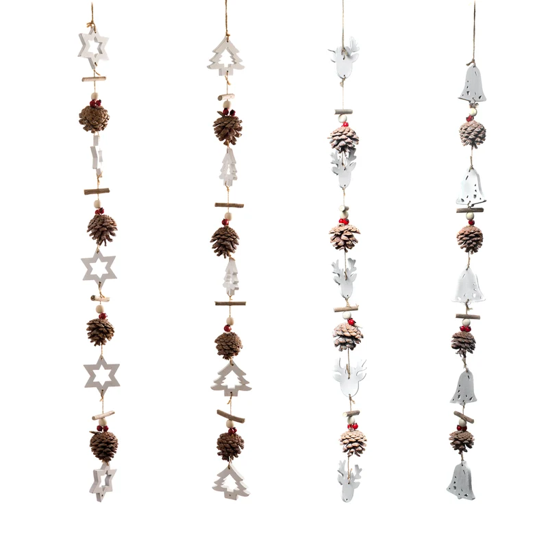 Garland Pinecone Wood 4ass. 5x2x85cm White