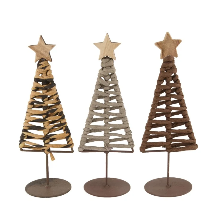 Tree fabric wood on stand 9.5x9.5x27cm Mixed