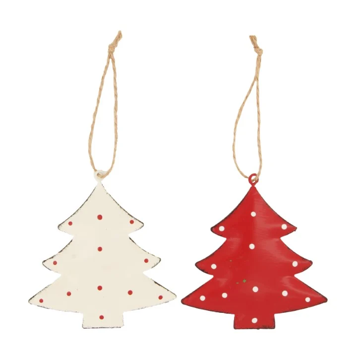 Hanger tree metal 9x9x1cm 2pc in headercard Red mix