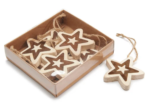 Xmas tree ornament star 6cm 6pcs