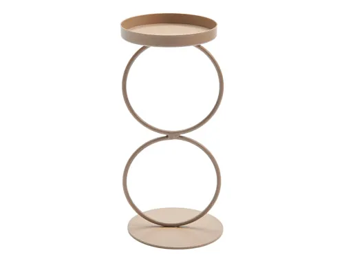 Metal double ring candle holder 19cm taupe