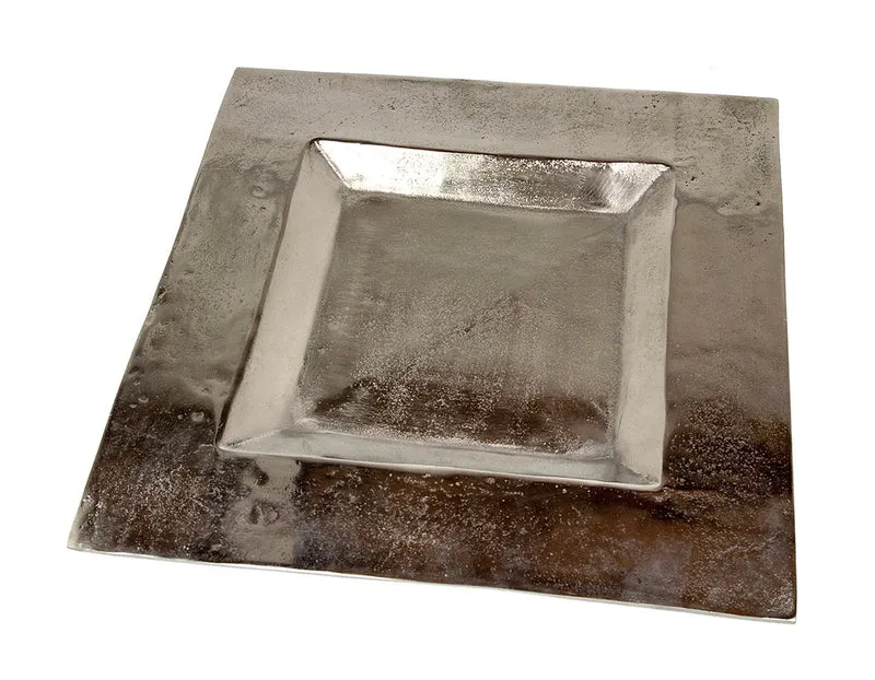Aluminium schaal vierkant 44x44x3cm Zilver