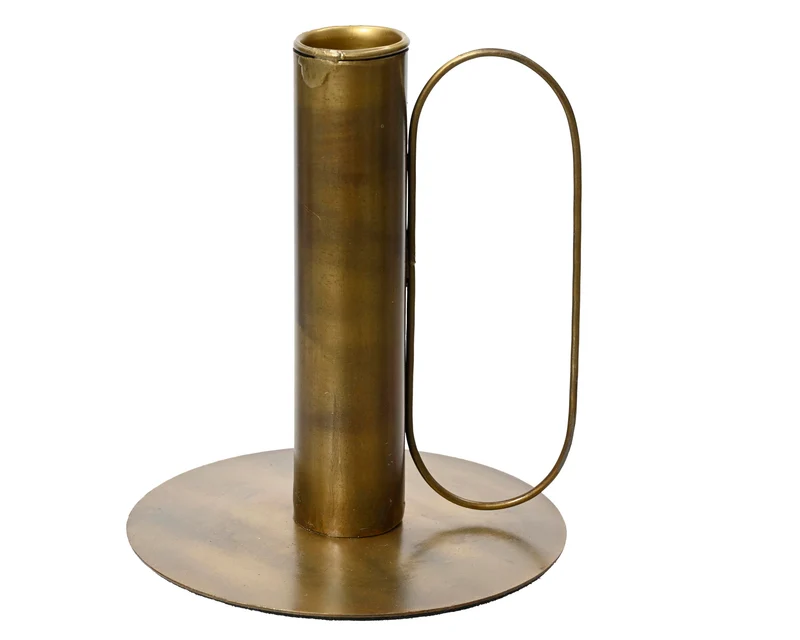 Kandelaar ijzer koper antiek D10 H11cm