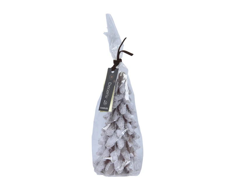 Kaars ''boom'' wax licht bruin H12,5 D7cm in verpakking