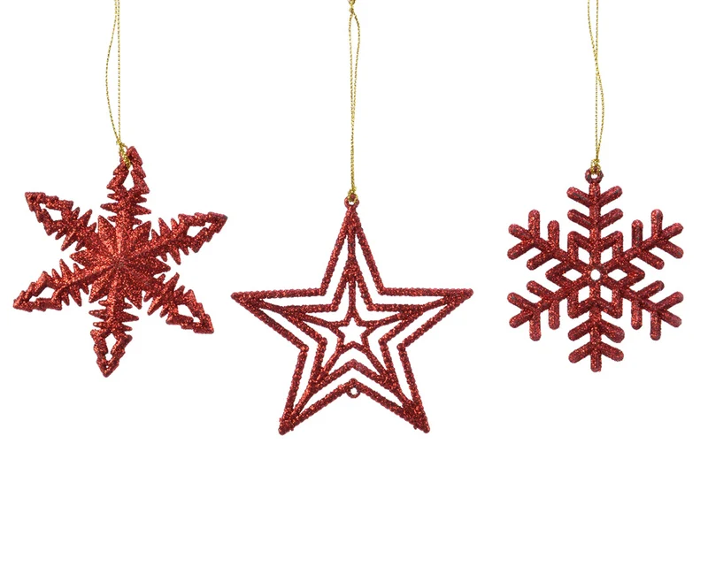 Hang figuren plastic 3 assortie rood 10x10cm