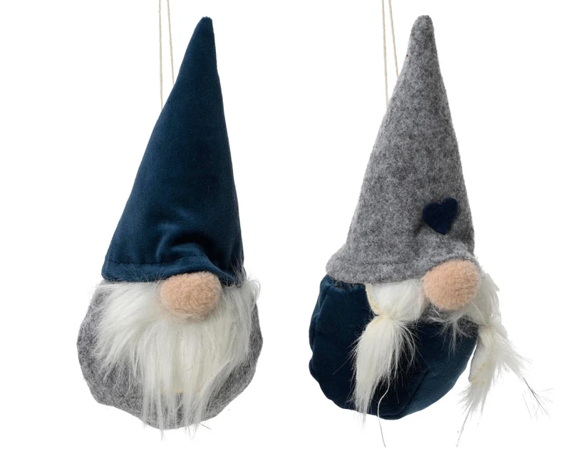 Gnoom hangend 2 kleur blauw assortie D8 H15cm