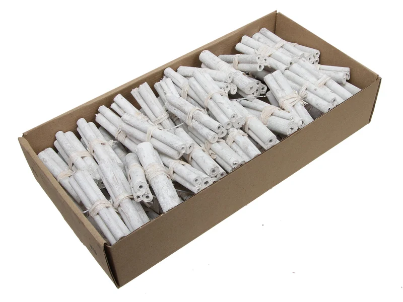 w/b 60 jute stick (3pcs) possy/wire 10cm white wash
