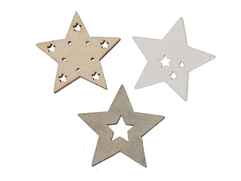 pb. 60 wooden star/loose 3 ass. 3 cm