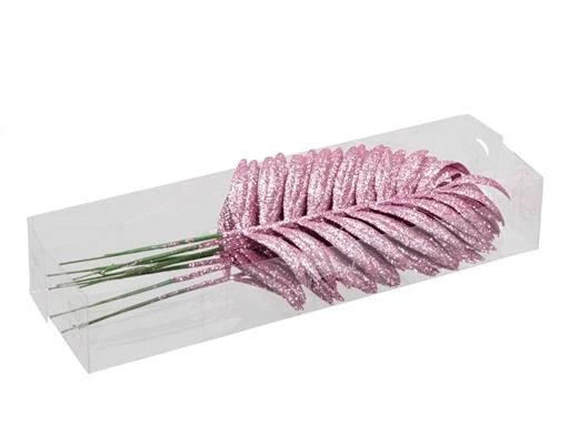 PET 8 glitter palm leaves/wire rose blush 16 cm