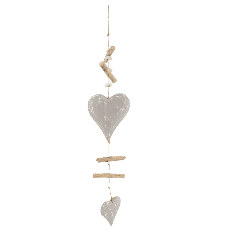 Garland heart wood 72x15x3cm Grey