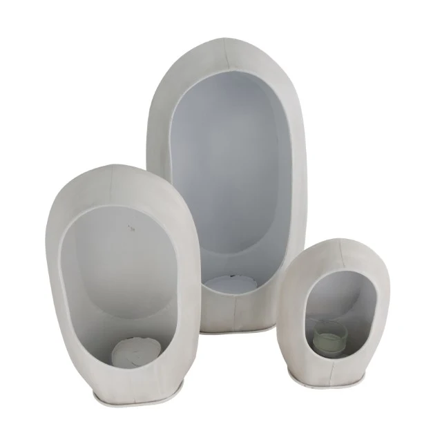 Candle holder metal 28x16.5x50cm S/3 White/Grey-wash
