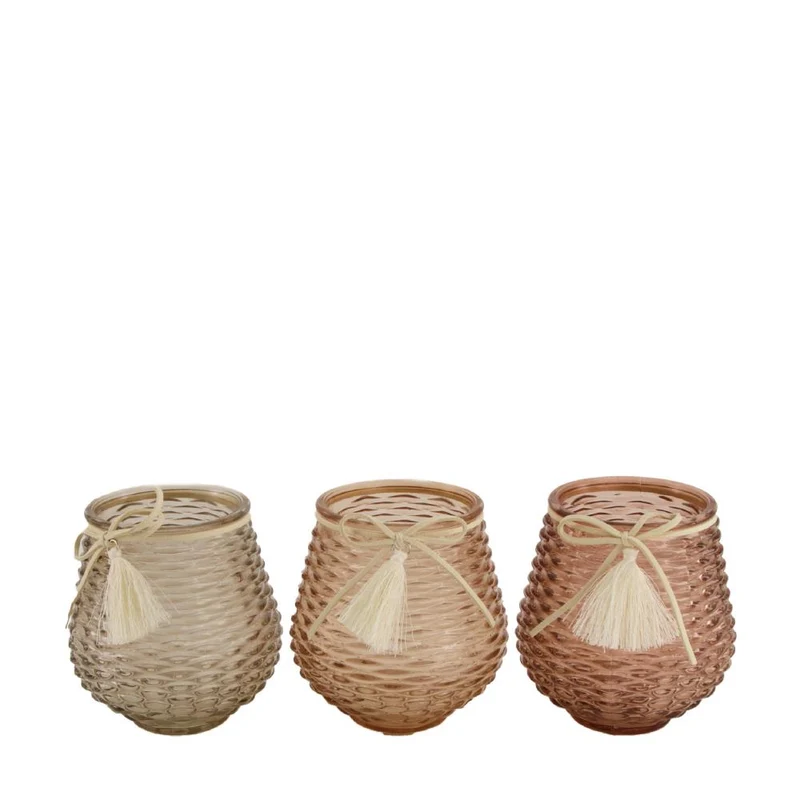 Tealight holder glass 9x9x10cm Mixed