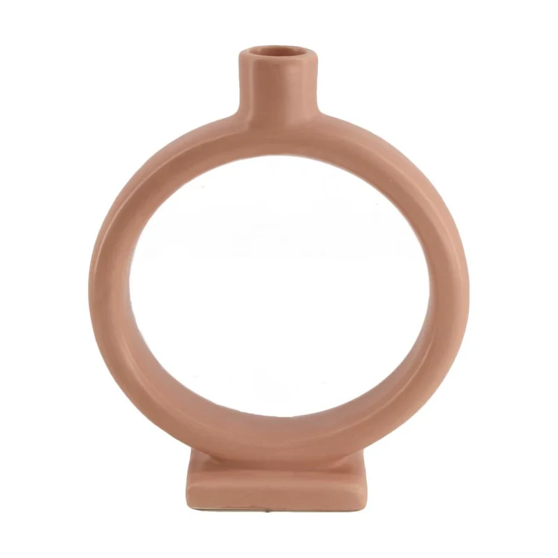 Dinnercandle holder ceramic 15.8x5.5x19cm Matt Pink