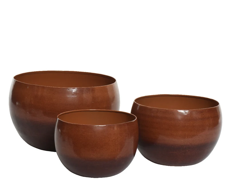 Set a 3 Planter ijzer roze H20 D27cm