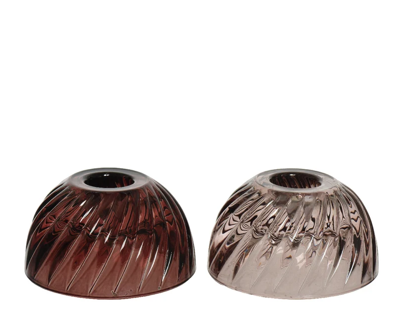 Kandelaar glas 2 kleuren assortie H5 D8cm