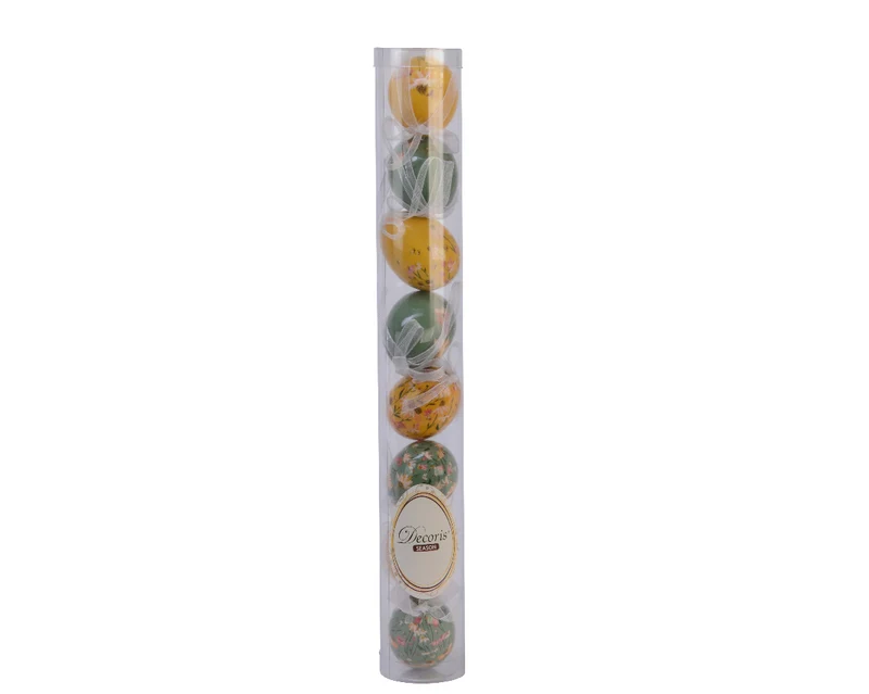 Koker a 8 Ei foam mix assortie geel/groen H5 D3cm