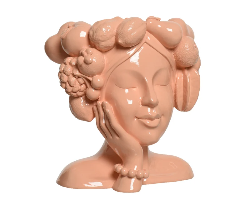 Planter polyresin roze pink 24,8x27x29cm