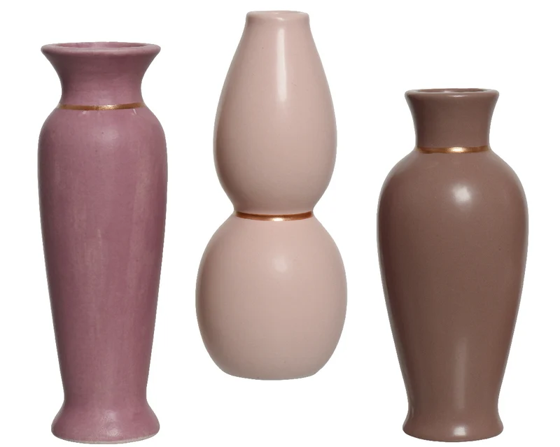 Vaas porselein 3 assortie multi H18,5 D7,5cm