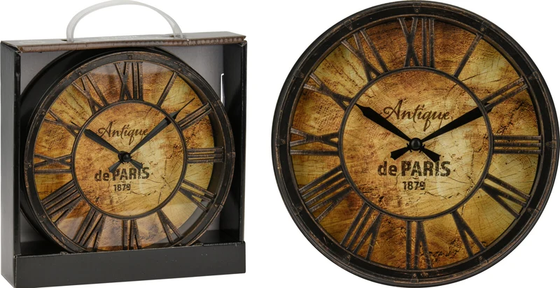 WANDKLOK ''ANTIQUE'' KUNSTSTOF D20 B4,5CM (excl. 1xAA batt.)