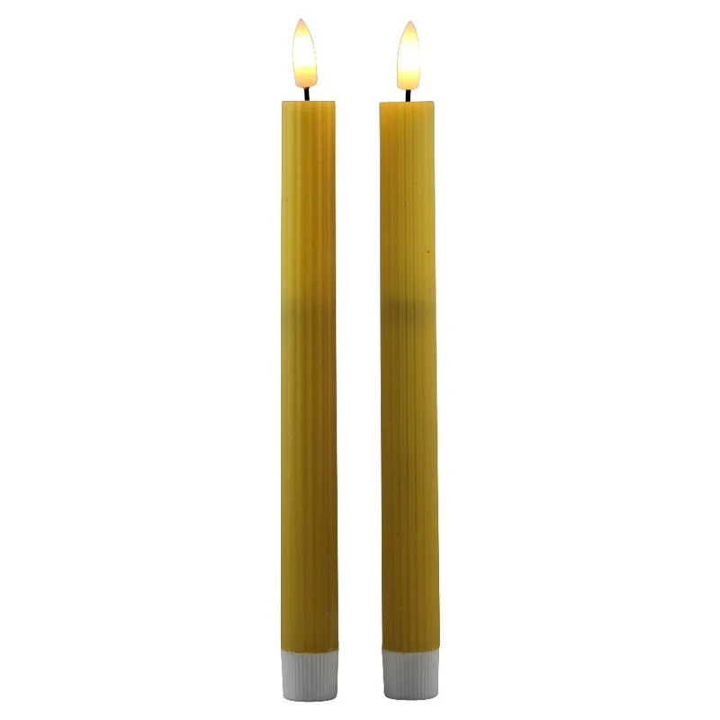 LED dinerkaars 25,5cm geel set/2 met timer (excl. 2xAAA batterij)