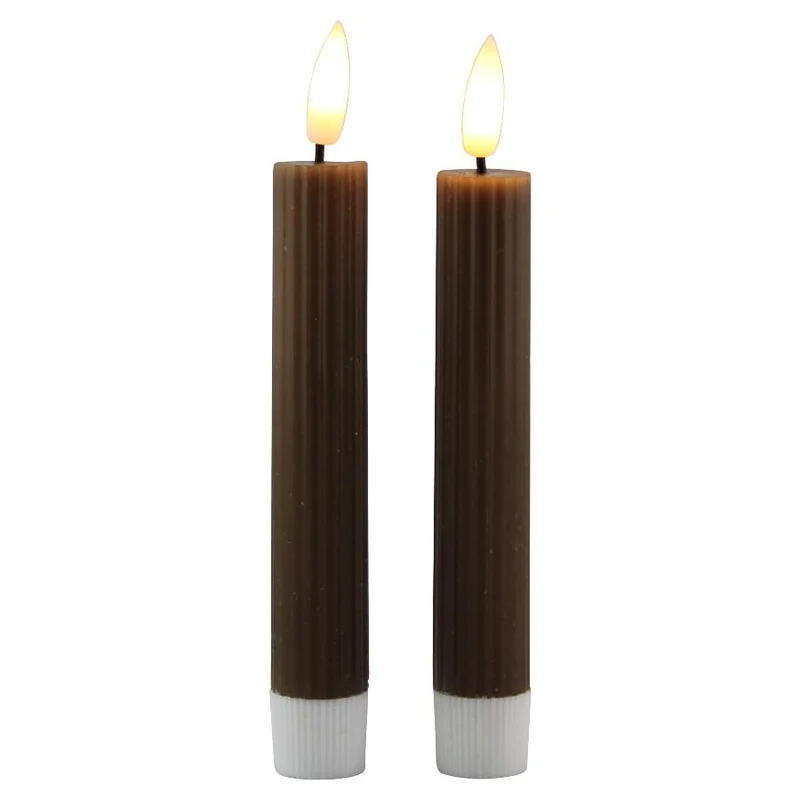 LED dinerkaars 15cm bruin set/2 met timer (excl. 1xAAA batterij)