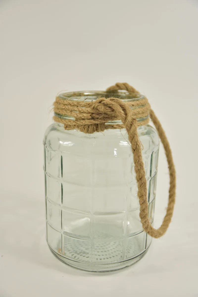 Glasvaas Dublin D16 H23cm helder met jute touw