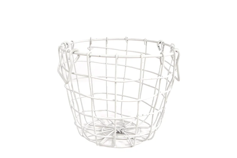 Metalen mand "Abel" S wit dia18x15cm