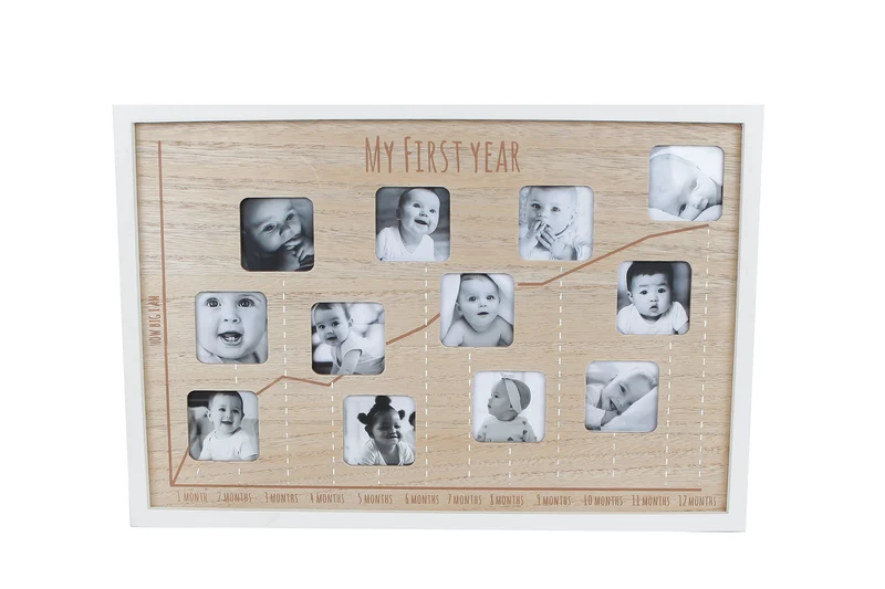 Fotolijst "MF Year Grow" (5x5) 12x nat/wit hout 44x40x1,5cm