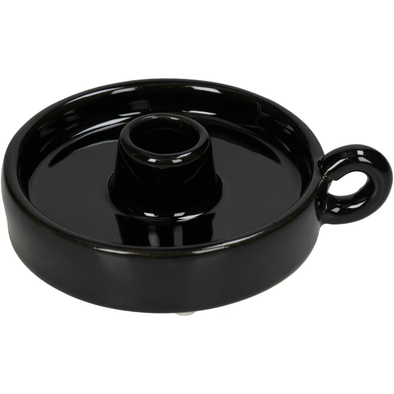 Candle Stick Fine Earthenware Black 12.3x10.3x3.2cm