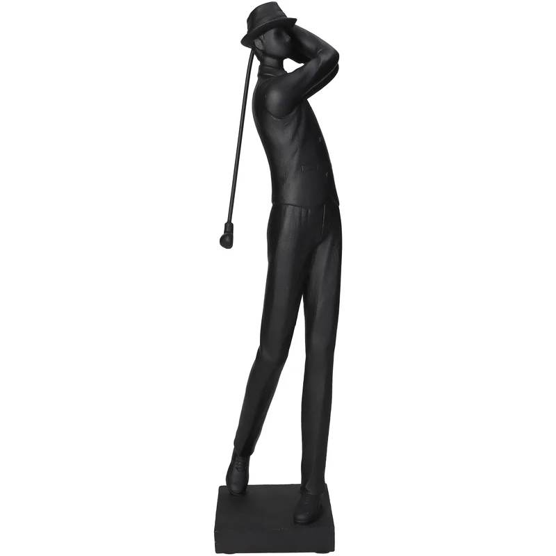 Ornament Golf Player Polyresin Black 12x9x39cm