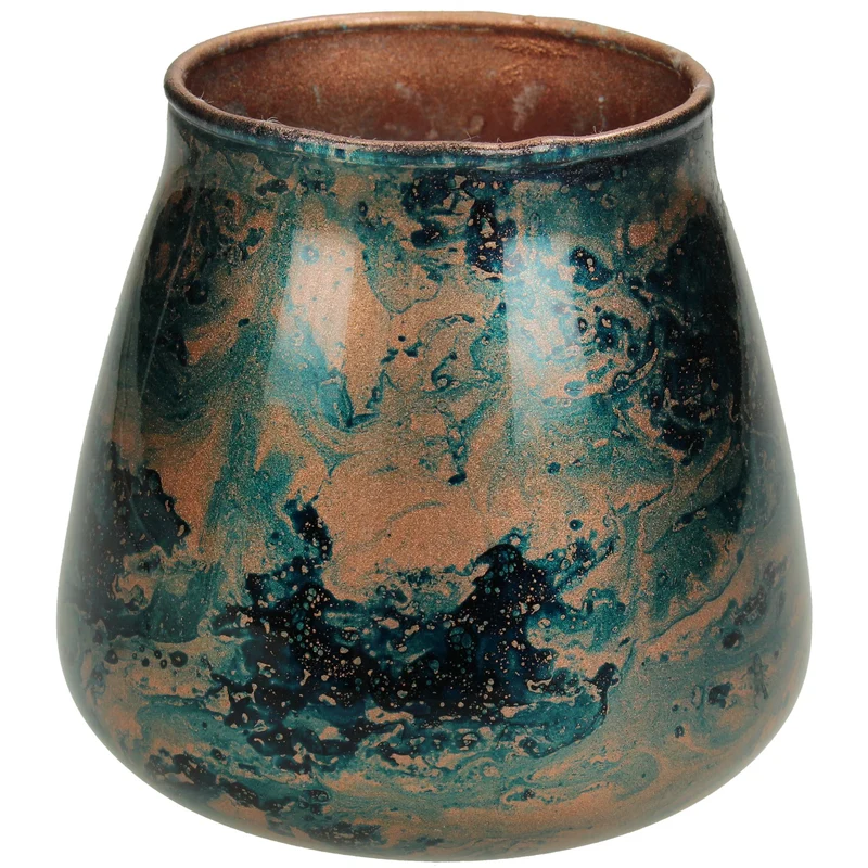 Candle Holder Glass Blue 9x9x9cm