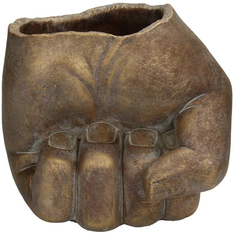 Planter Hand Concrete Gold 18.5x17x16.5cm