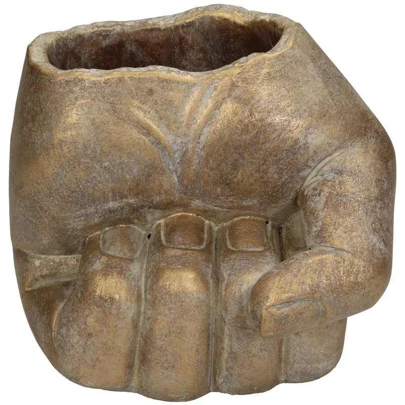 Planter Hand Concrete Gold 14.5x14x13cm