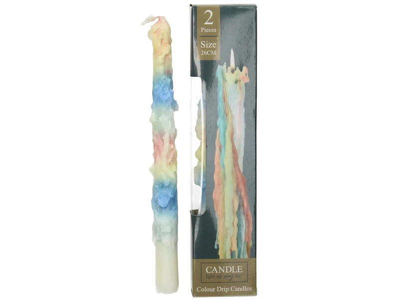 Drip Candle Wax Multi 6x2.7x26cm BOX/2