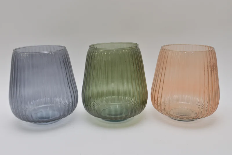 REINA GLASSVASE 3 ASSORTED COLOURS D17 H18CM