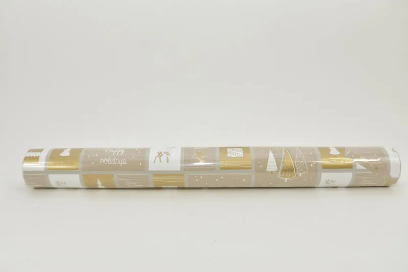 Rol pakpapier ''Christmas'' goud 60cm x 40mtr 65gr