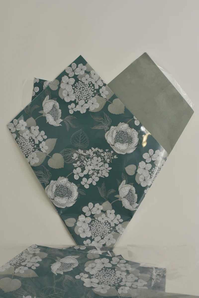 Luxe bloemenhoezen 10 stuks groen/bloem 50x47x7cm