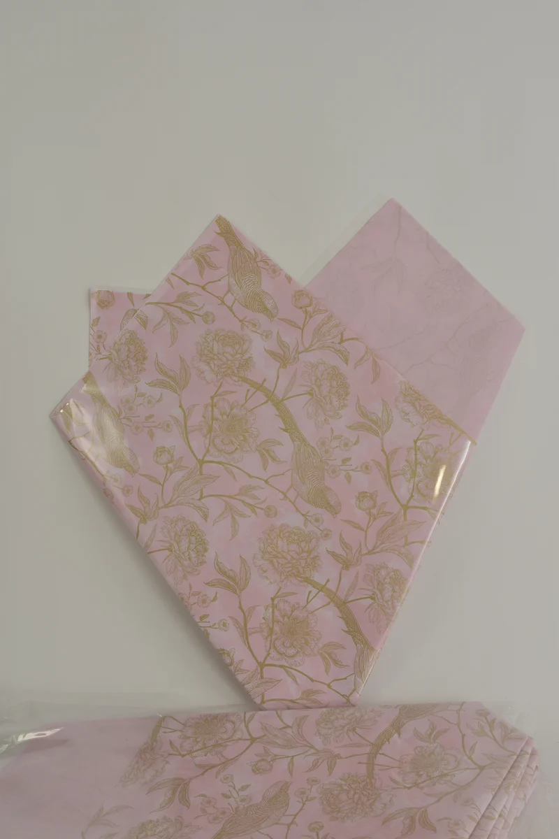Luxe bloemenhoezen 10 stuks roze-goud/bloem 50x47x7cm