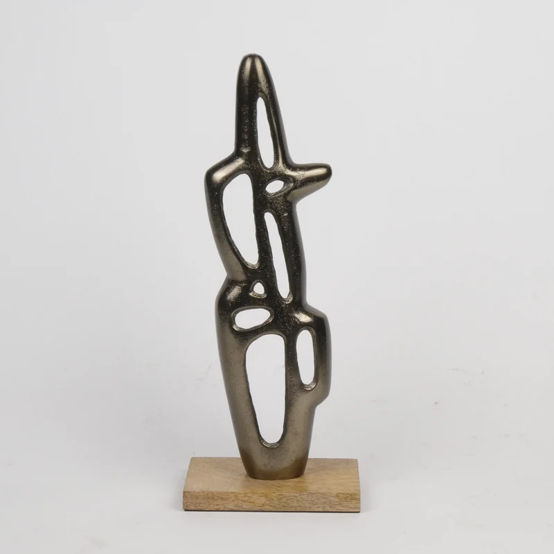 Aluminium sculptuur ''Organic'' Antiek Nikkel 10x4x37cm op m
