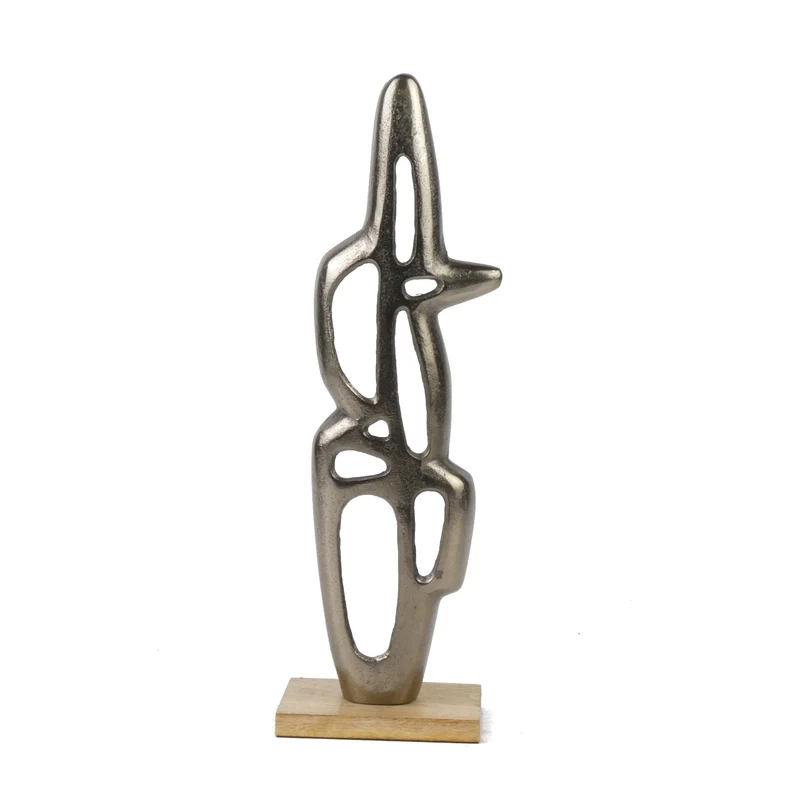 Aluminium sculptuur ''Organic'' Antiek Nikkel 11x4x48cm op m