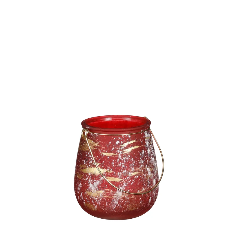 Glenna windlicht rood - h14,5xd13cm