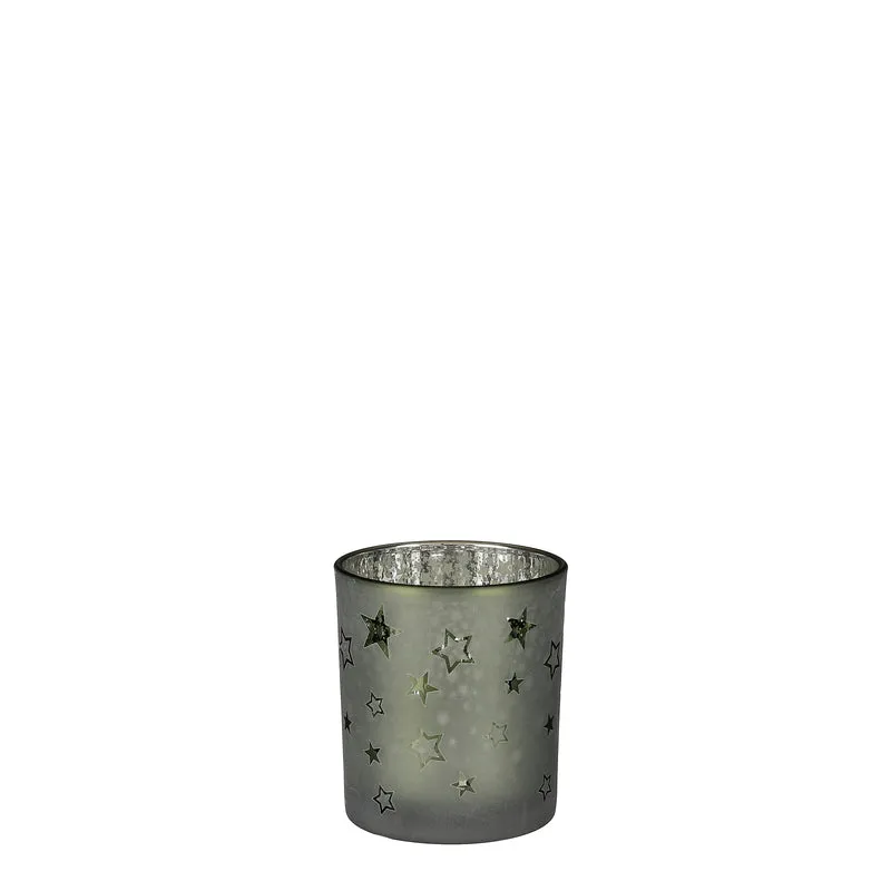 Theelicht houder ster groen - h10xd9cm