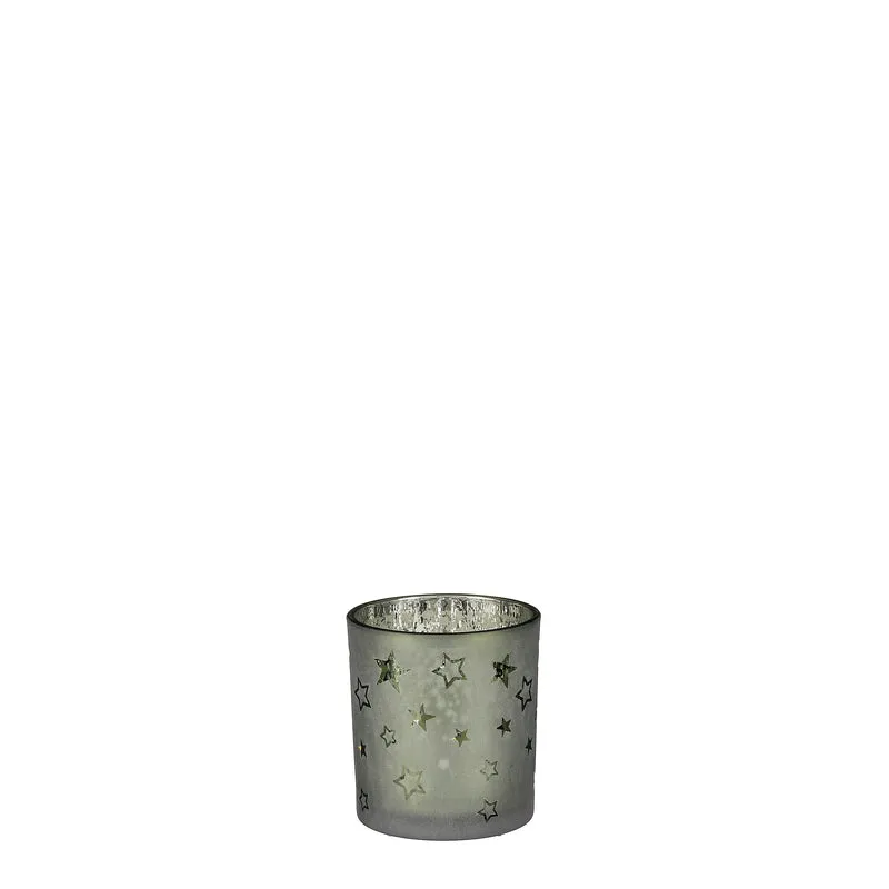 Theelicht houder ster groen - h8xd7cm