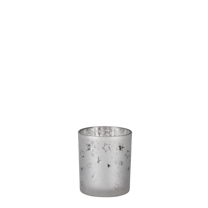Theelicht houder ster wit - h10xd9cm