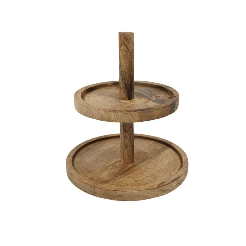 Etagère 2-laags mangohout 24 x 24 x 28 cm