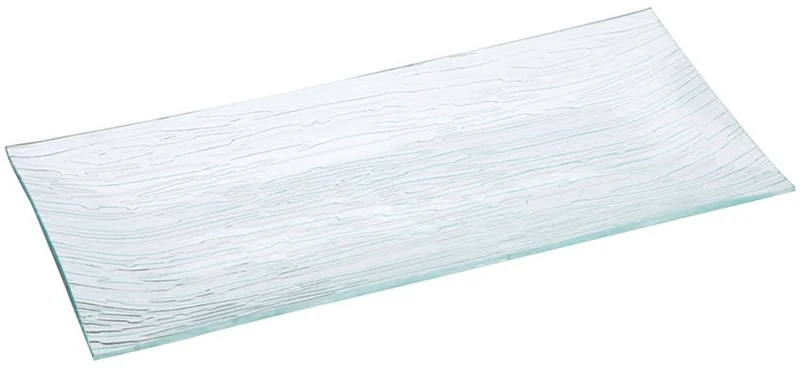 Glazen bord rechthoek geribbeld helder 16x8x1,2cm