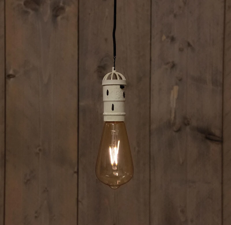 SOLAR RETRO LAMP OUD WIT 6X19,5CM